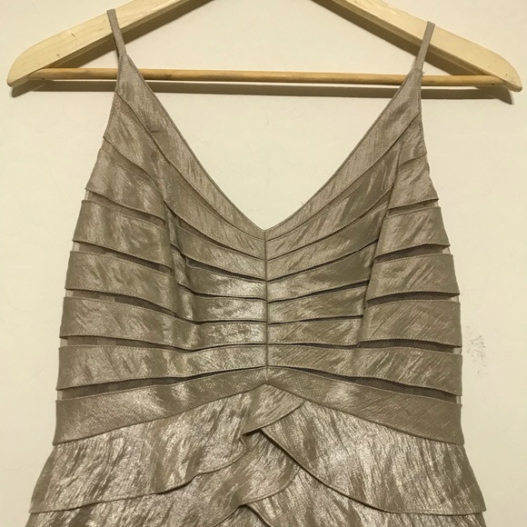 Adrianna Papell Ruched Layer Dress Champagne Gold - Picture 4 of 8